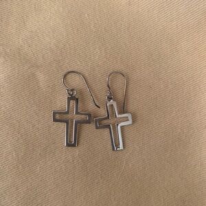 New sterling Silver Cross Hook Earrings